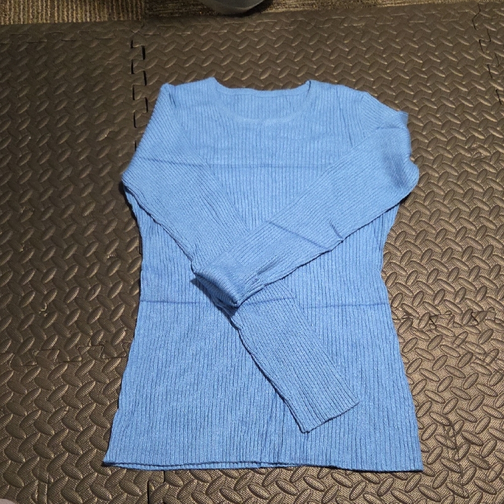 Elegant Blue Women's Crew Neck Sweater